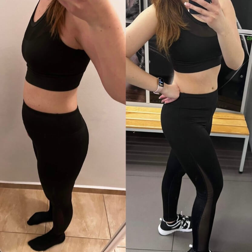 Dominika wyszczupliła talię i poprawiła rysy sylwetki.