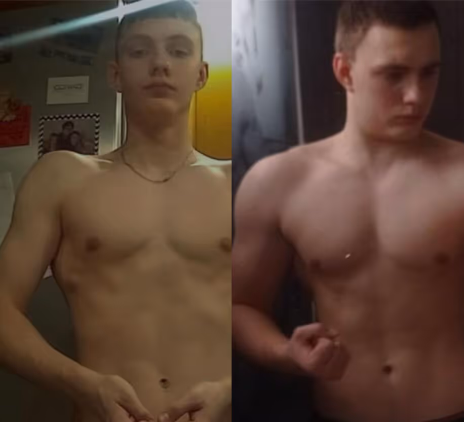 Kacper zyskał masę mięśniową, zachowując niski poziom tkanki tłuszczowej.