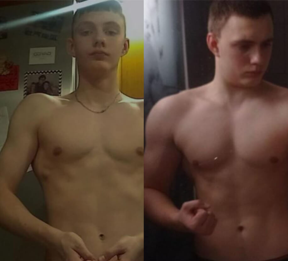 Kacper zyskał masę mięśniową, zachowując niski poziom tkanki tłuszczowej.