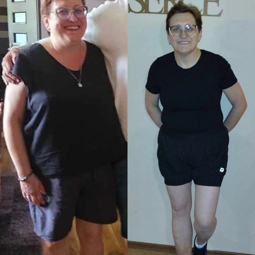 Przemiana Marzeny w wieku 54 lat – schudła 19 kg i 23 cm w pasie, poprawiła zdrowie i odkryła pasję do siłowni, eliminując bóle pleców i zmniejszając dawkę leków na nadciśnienie.